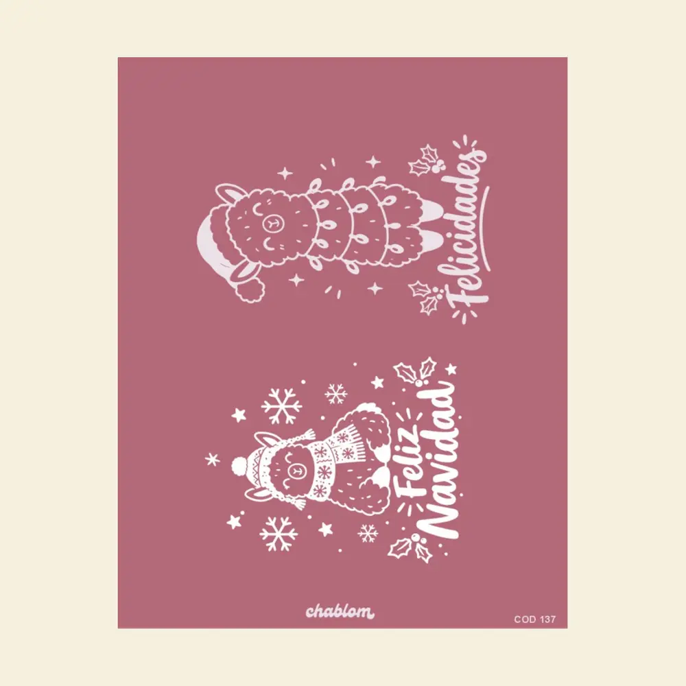 Silk Screen Printing 137 Navidad Llamas Chablom