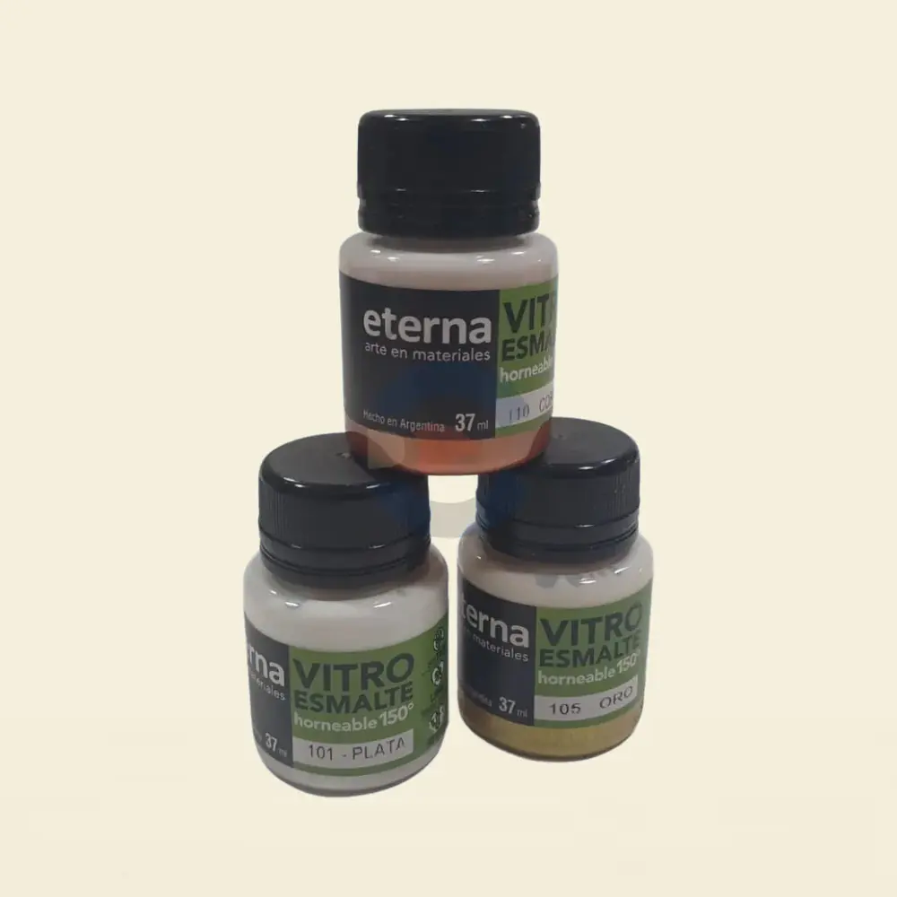 Combo 'Metalizados' Oro - Plata - Cobre Vitro Esmalte Eterna 150°