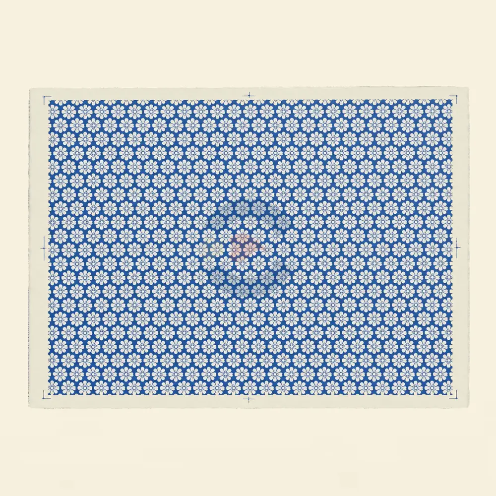 Papel de Transferencia Floral Margaritas Blancas Fondo Azul 52 x 37 cm