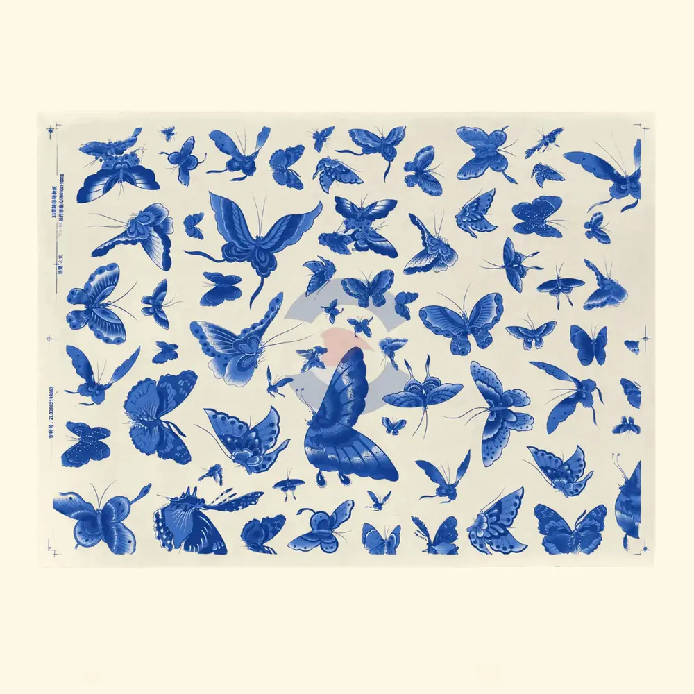 Papel de Transferencia Mariposas Azules Variadas 52 x 37 cm