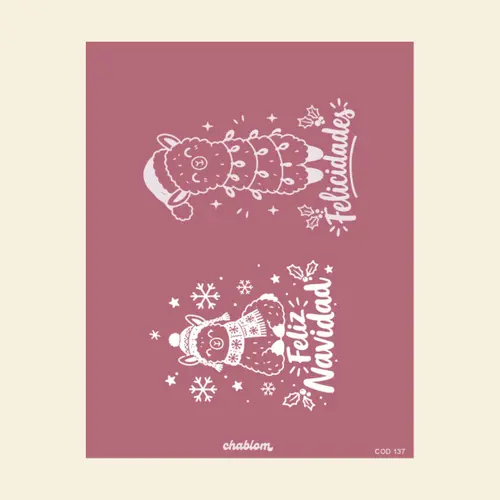 Silk Screen Printing 137 Navidad Llamas Chablom
