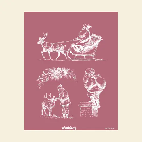 Silk Screen Printing 143 Navidad Reno Vintage Chablom