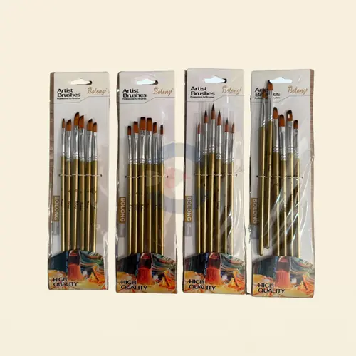 Set de Pinceles x 6 (Redonda / Chata / Lengua de Gato / Angular)