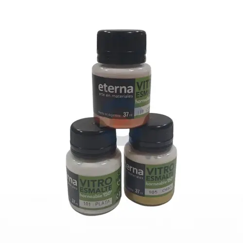 Combo 'Metalizados' Oro - Plata - Cobre Vitro Esmalte Eterna 150°