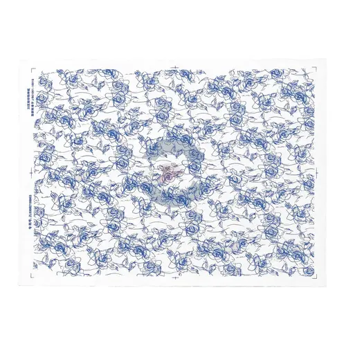 Papel de Transferencia Floral Rosas Boceto Azul 52 x 37 cm