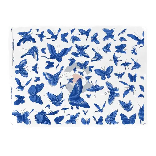 Papel de Transferencia Mariposas Azules Variadas 52 x 37 cm