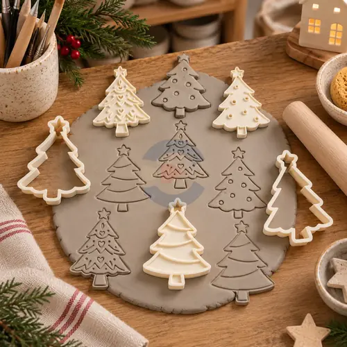 Kit Sellos y Cortantes Pinos Navideños, foto 3